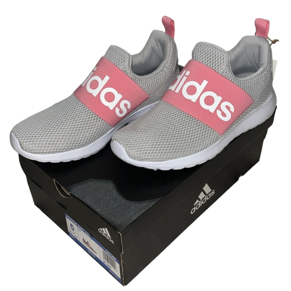 Adidas Lite Racer Adapt 4.0 Slip-On Running Shoes Pink Grey Youth 5 NEW - Picture 5 of 11